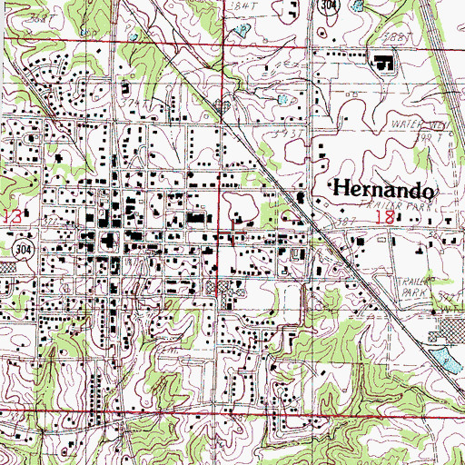 Topographic Map of First Presbyterian Church, MS