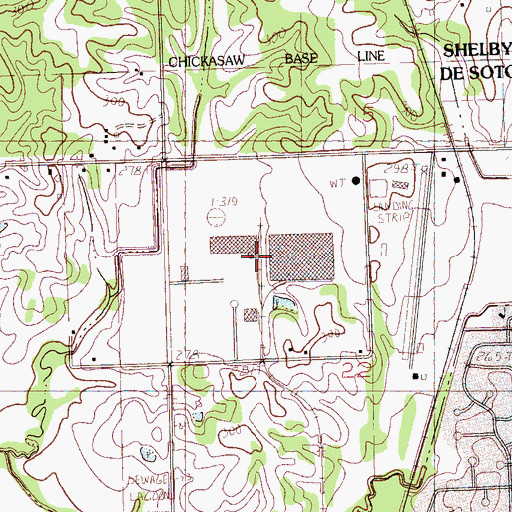 Topographic Map of Freeport Industrial Park, MS