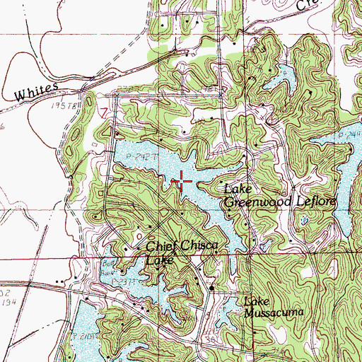Topographic Map of Lake Greenwood Leflore, MS