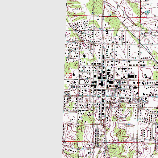 Topographic Map of Hernando City Hall, MS