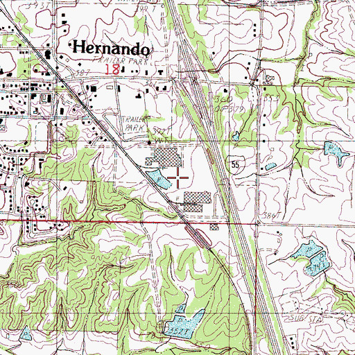 Topographic Map of Hernando Industrial Park, MS