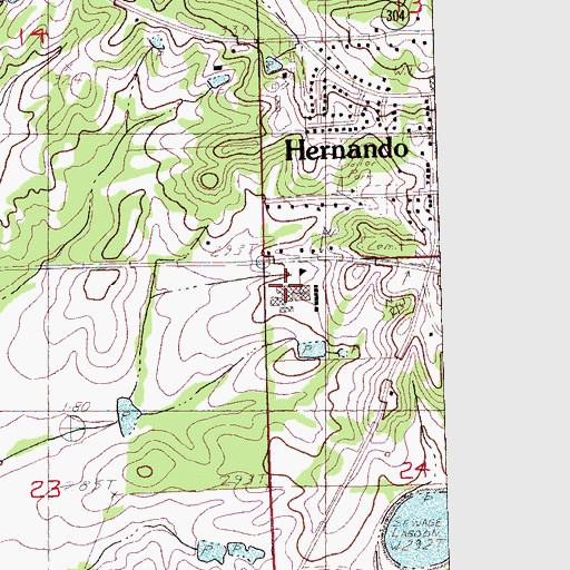 Topographic Map of Oak Grove Central Elementary School, MS