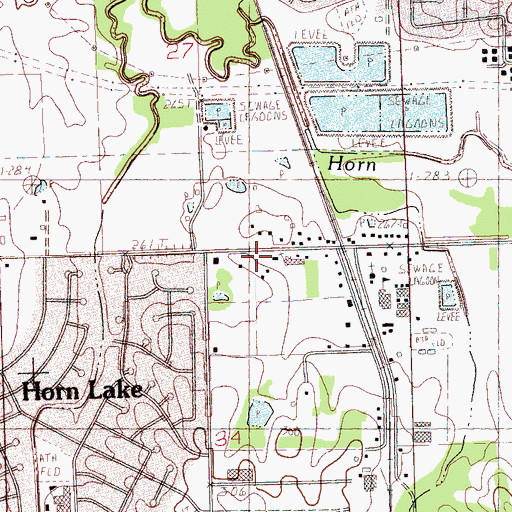 Topographic Map of Horn Lake City Hall, MS