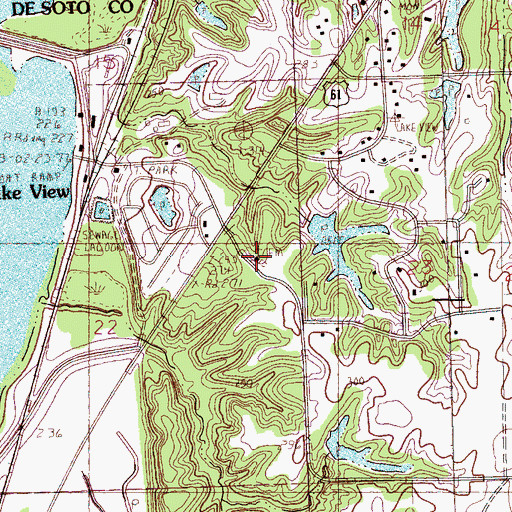 Topographic Map of Lake View Church, MS