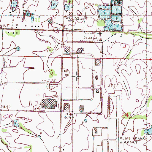 Topographic Map of Metro Industrial Park, MS