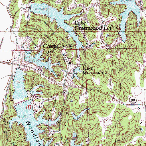 Topographic Map of Lake Mussacuma, MS