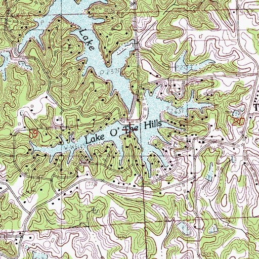 Topographic Map of Lake O' the Hills, MS