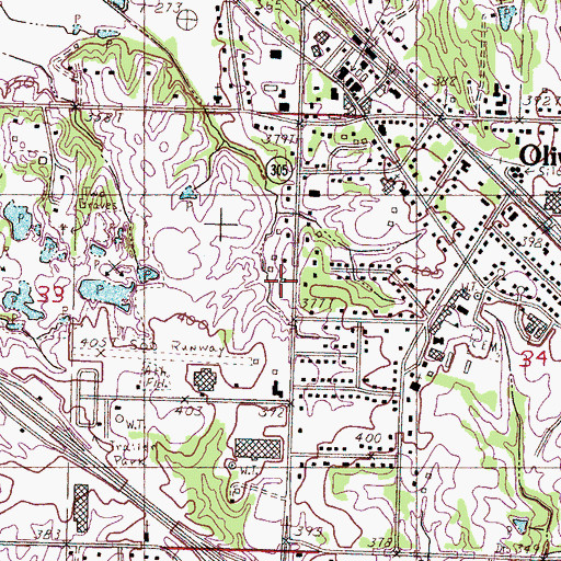 Topographic Map of Olive Branch Public Library, MS