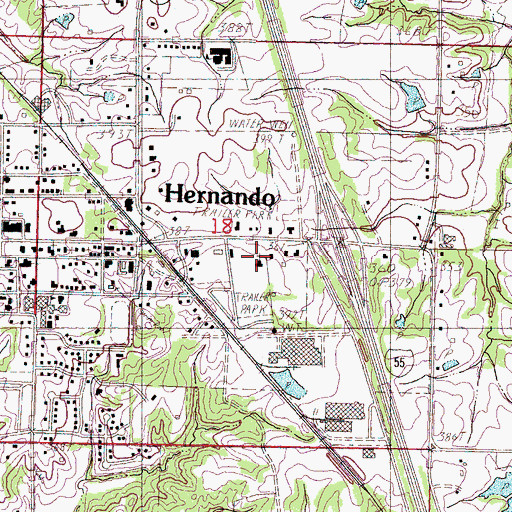 Topographic Map of Parkway Baptist Church, MS