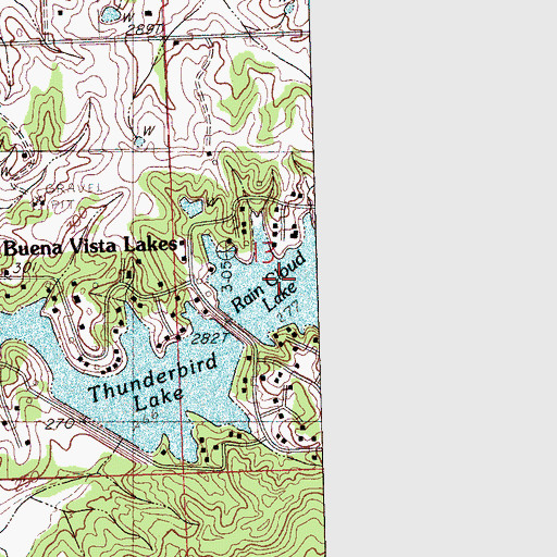 Topographic Map of Rain Cloud Lake, MS