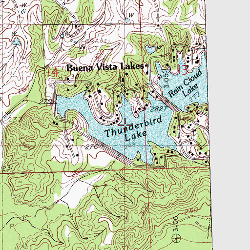 Topographic Map of Thunderbird Lake, MS