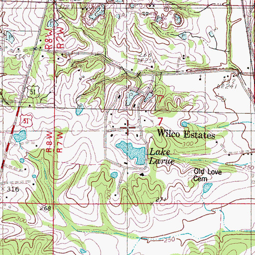 Topographic Map of Wilco Estates, MS