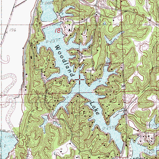 Topographic Map of Woodland Lake, MS