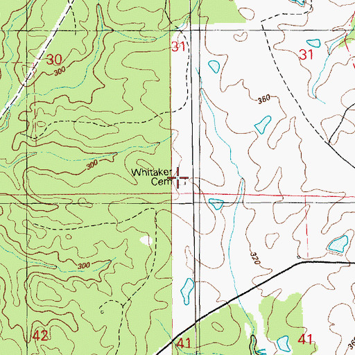 Topographic Map of Whitaker Cemetery, MS