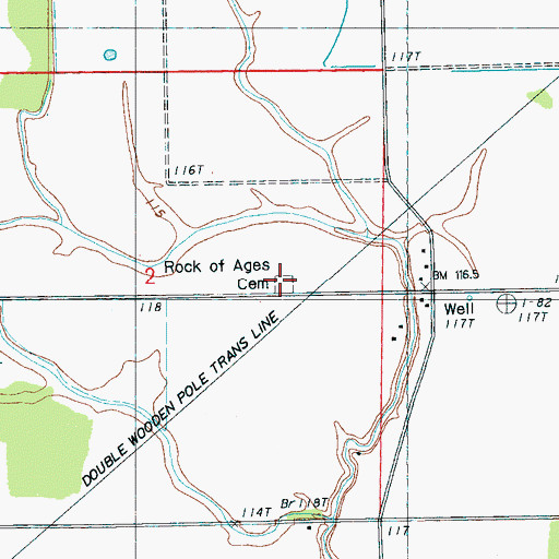 Topographic Map of Rock of Ages Cemetery, MS