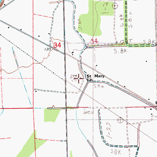 Topographic Map of Saint Mary Church, MS
