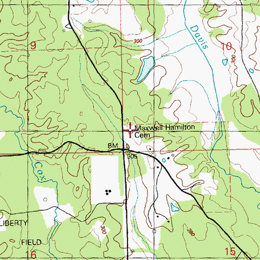 Topographic Map of Maxwell Hamilton Cemetery, MS
