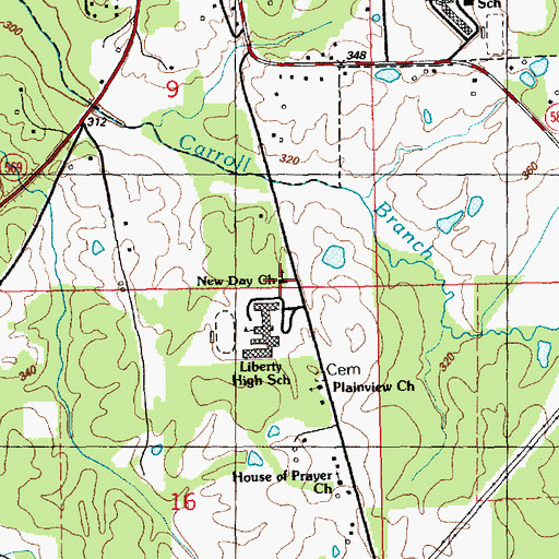 Topographic Map of New Day Church, MS