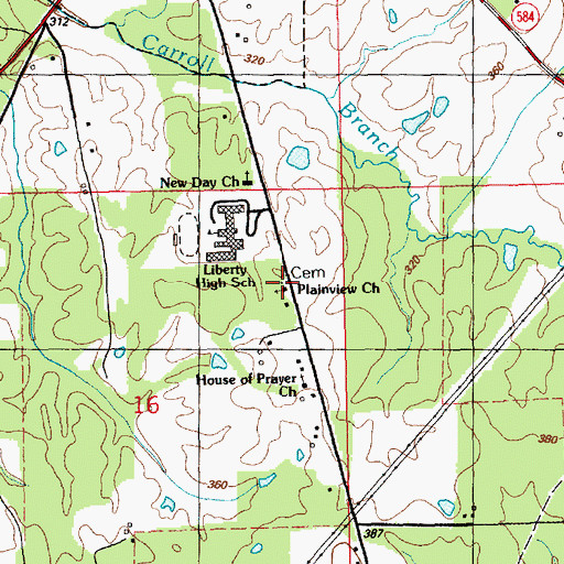 Topographic Map of Plainview Church, MS