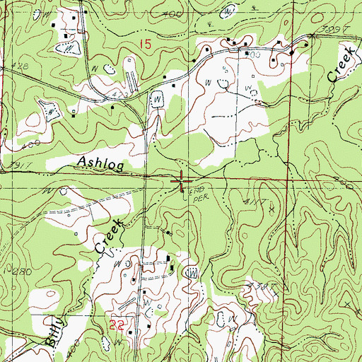 Topographic Map of Billy Creek, MS
