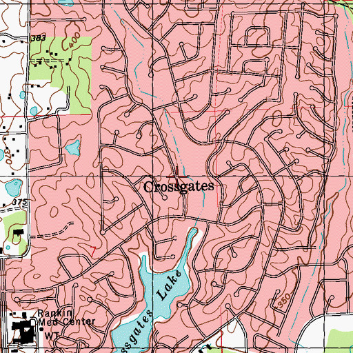 Topographic Map of Crossgates, MS