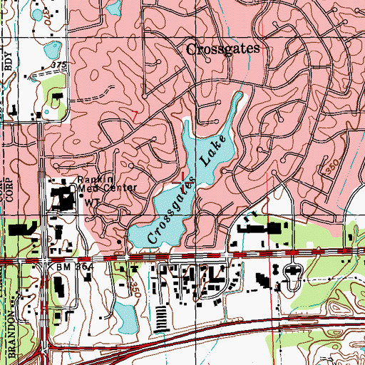Topographic Map of Crossgates Lake, MS