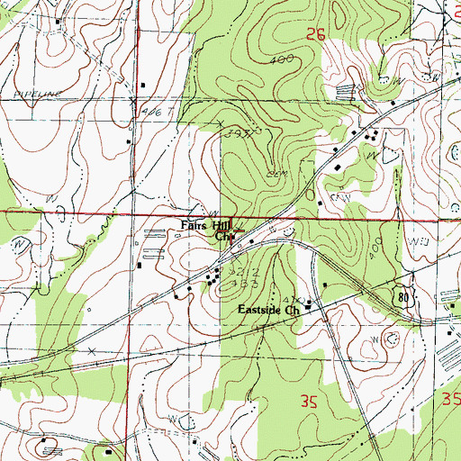 Topographic Map of Fairs Hill Church, MS