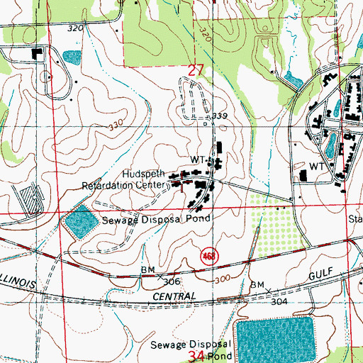 Topographic Map of Hudspeth Retardation Center, MS