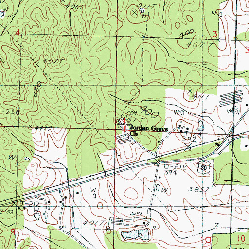 Topographic Map of Jordan Grove Church, MS
