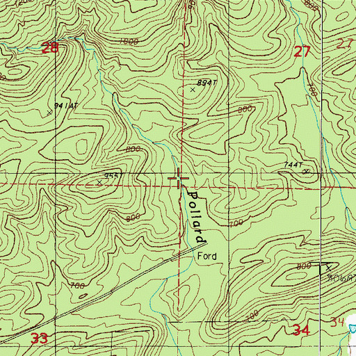 Topographic Map of Township of Hunt, AR