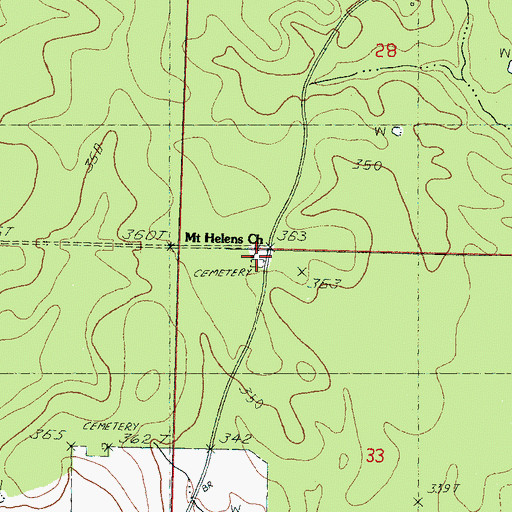 Topographic Map of Mount Helens Church, MS