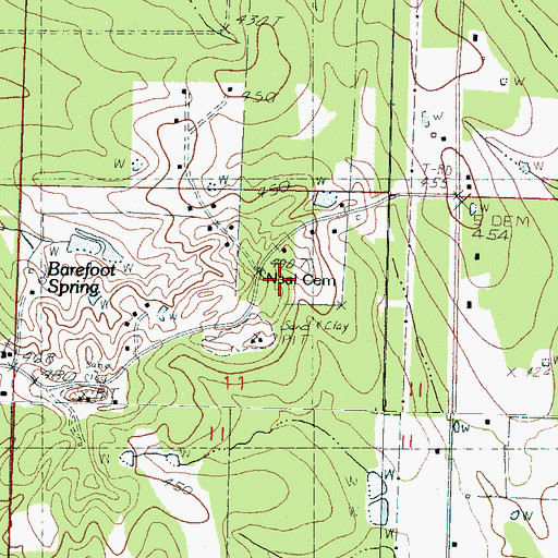 Topographic Map of Neal Cemetery, MS