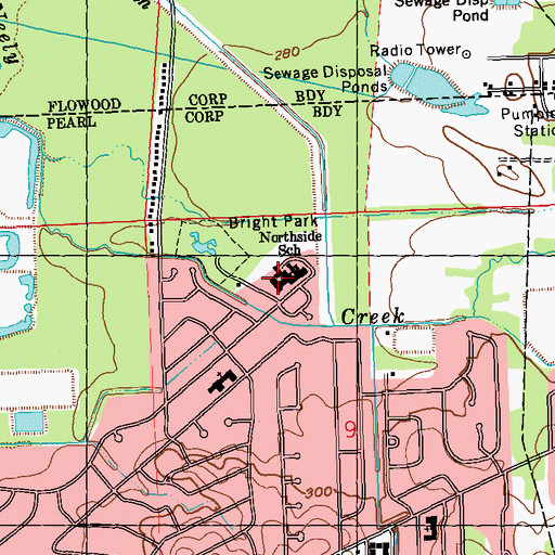 Topographic Map of Northside-Pearl School, MS
