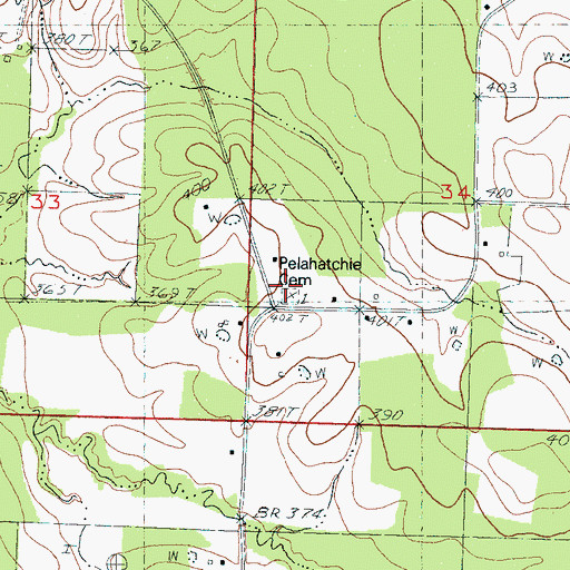 Topographic Map of Pelahatchie Cemetery, MS