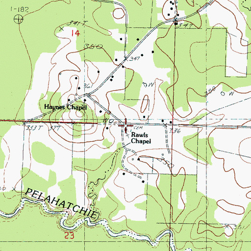 Topographic Map of Rawls Chapel, MS