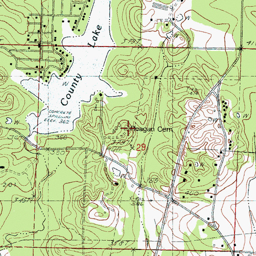 Topographic Map of Reagan Cemetery, MS