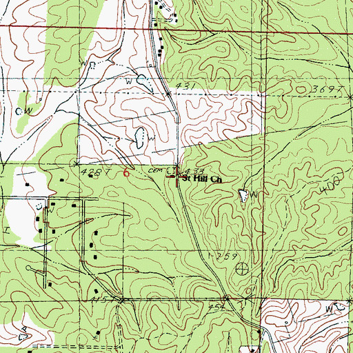 Topographic Map of Saint Hill Church, MS