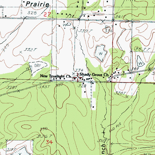 Topographic Map of Shady Grove Church, MS
