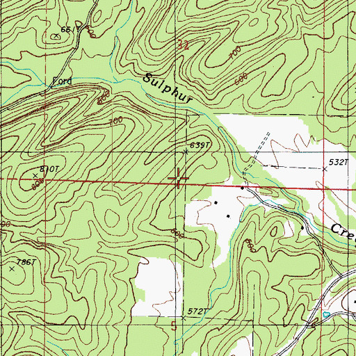 Topographic Map of Township of La Fave, AR
