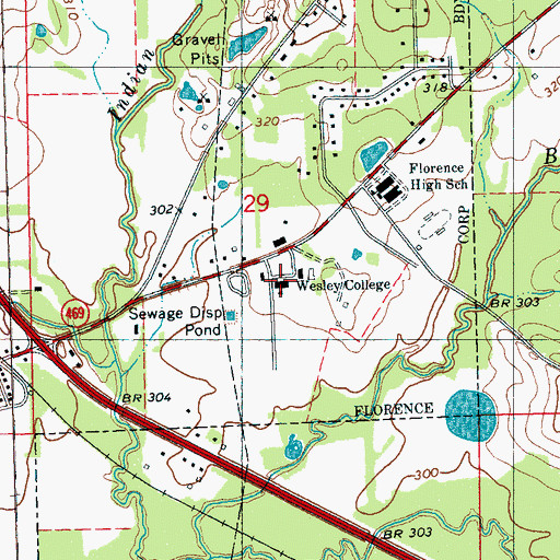 Topographic Map of Wesley College, MS