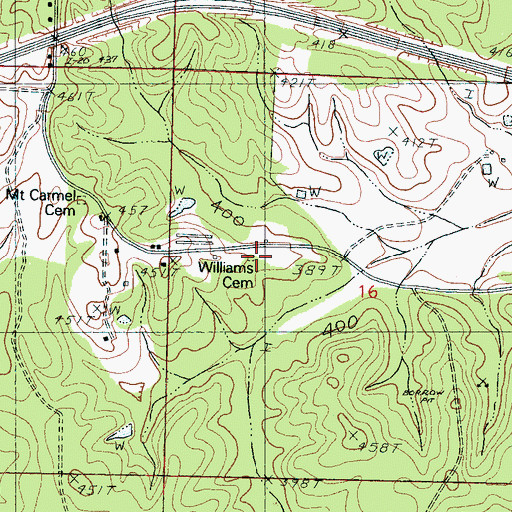 Topographic Map of Williams Cemetery, MS