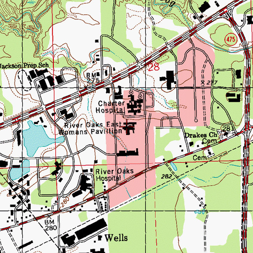 Topographic Map of Woman's Hospital, MS