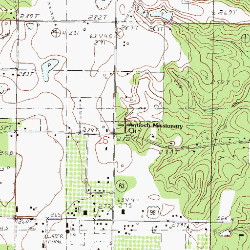 Topographic Map of Antioch Missionary Baptist Church, MS