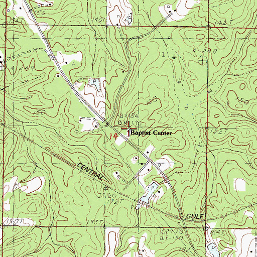 Topographic Map of Baptist Center, MS