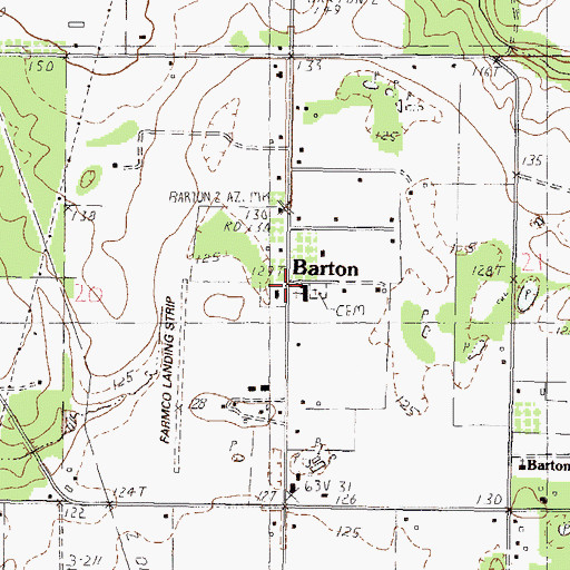 Topographic Map of Barton, MS