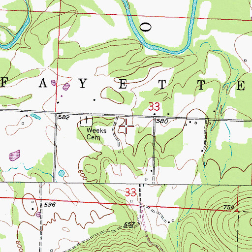 Topographic Map of Township of Lafayette, AR