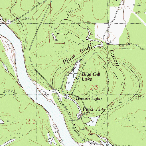 Topographic Map of Blue Gill Lake, MS