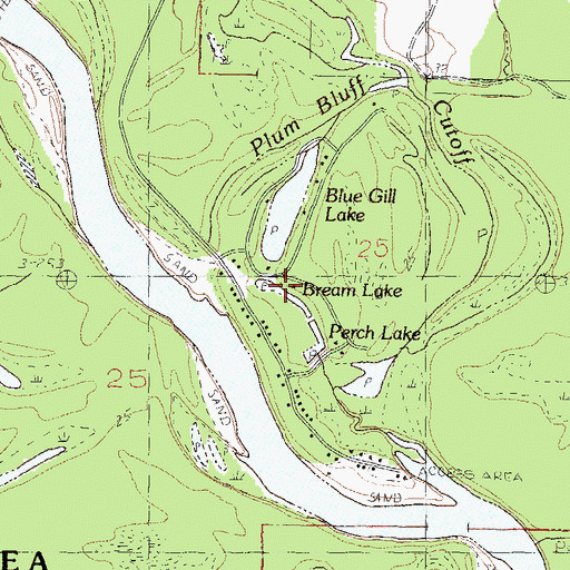 Topographic Map of Bream Lake, MS