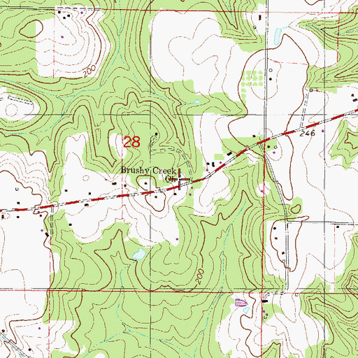 Topographic Map of Brushy Creek Church, MS