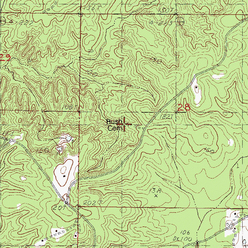Topographic Map of Bush Cemetery, MS